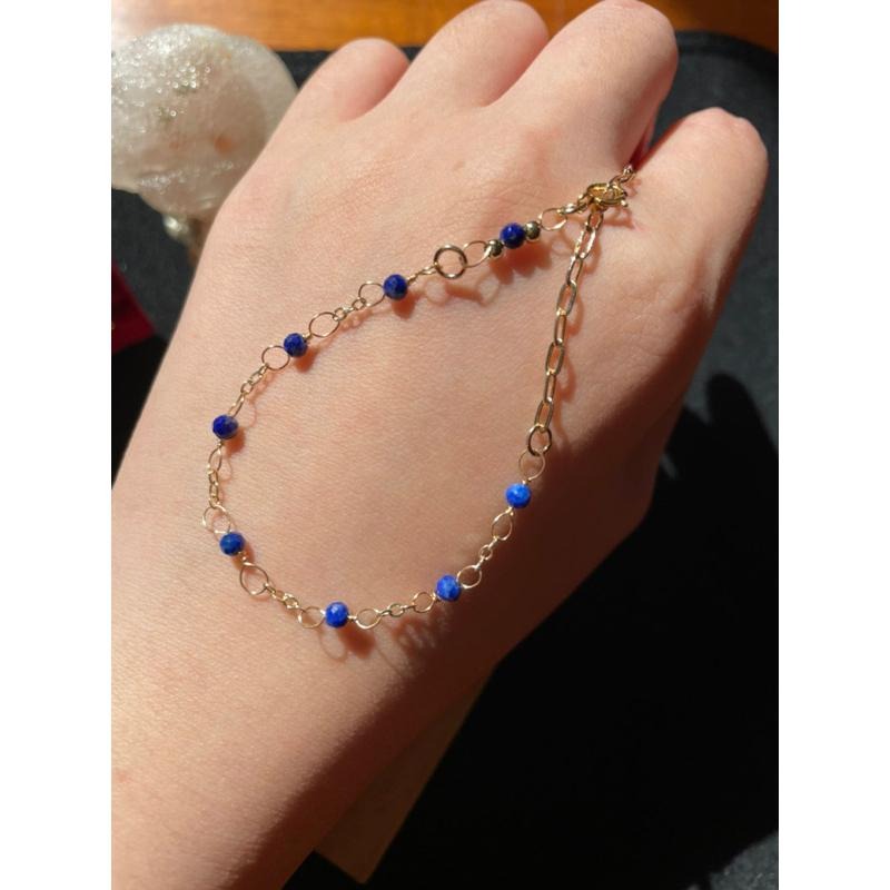 ♪天然青金石+14k包金♪- 9月份誕生石系列—青金石鑽切九月設計款—手鍊/手鏈-細節圖4