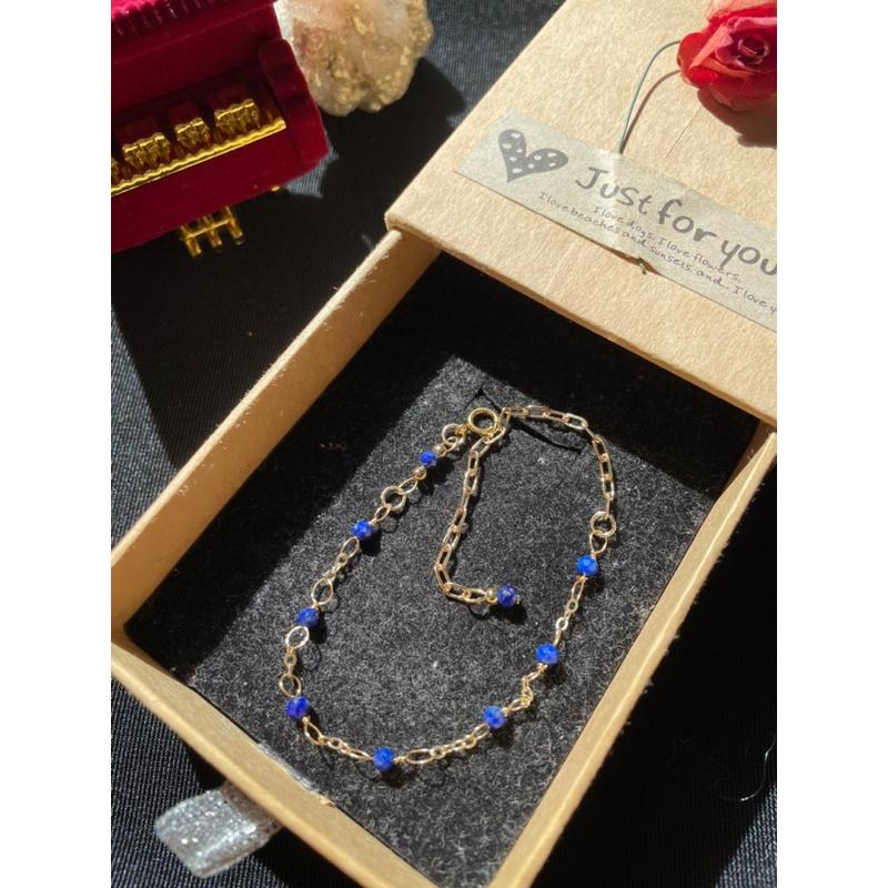 ♪天然青金石+14k包金♪- 9月份誕生石系列—青金石鑽切九月設計款—手鍊/手鏈-細節圖5