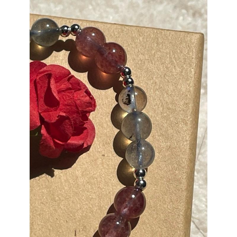 ♪拉長石+星光草莓晶♪- 天然7mm日長石紅草莓設計款—手珠/手鍊-細節圖3