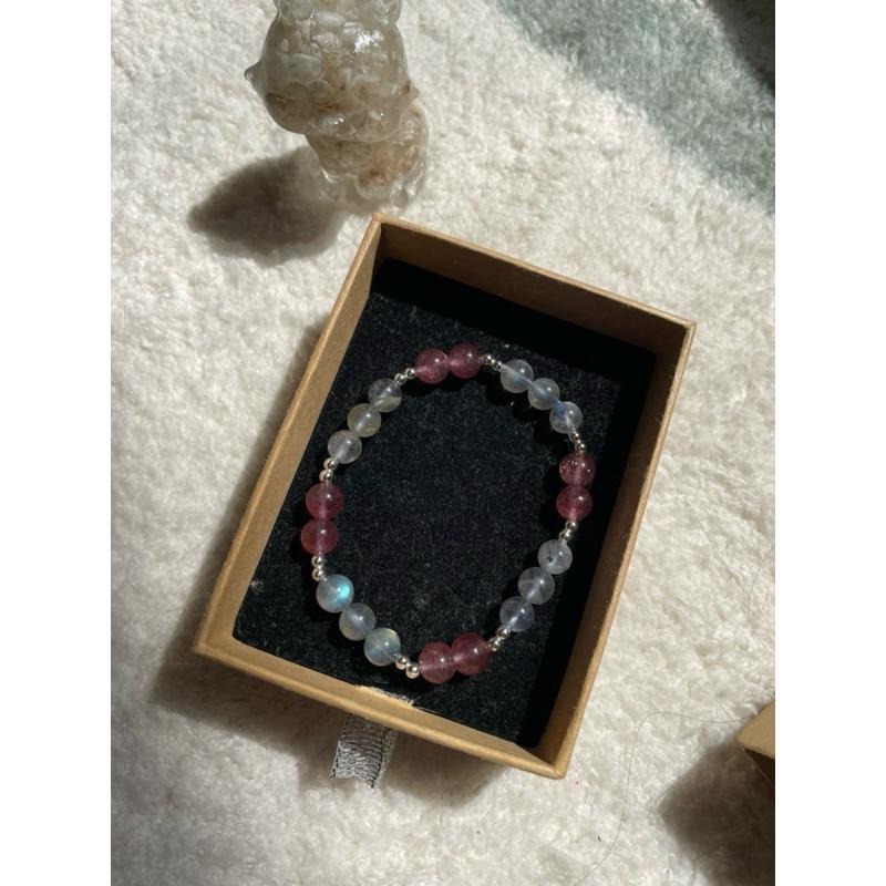 ♪拉長石+星光草莓晶♪- 天然7mm日長石紅草莓設計款—手珠/手鍊-細節圖7