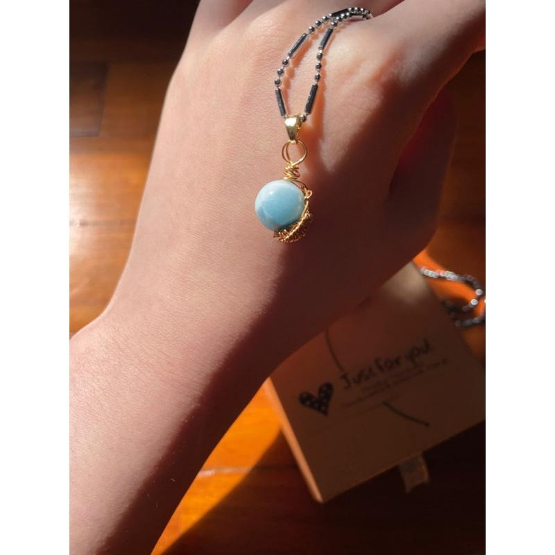 ♪拉力馬/海紋石♪- 《義賣區》天然10mm拉利馬藍海紋編織款—項鍊/墜子-細節圖6