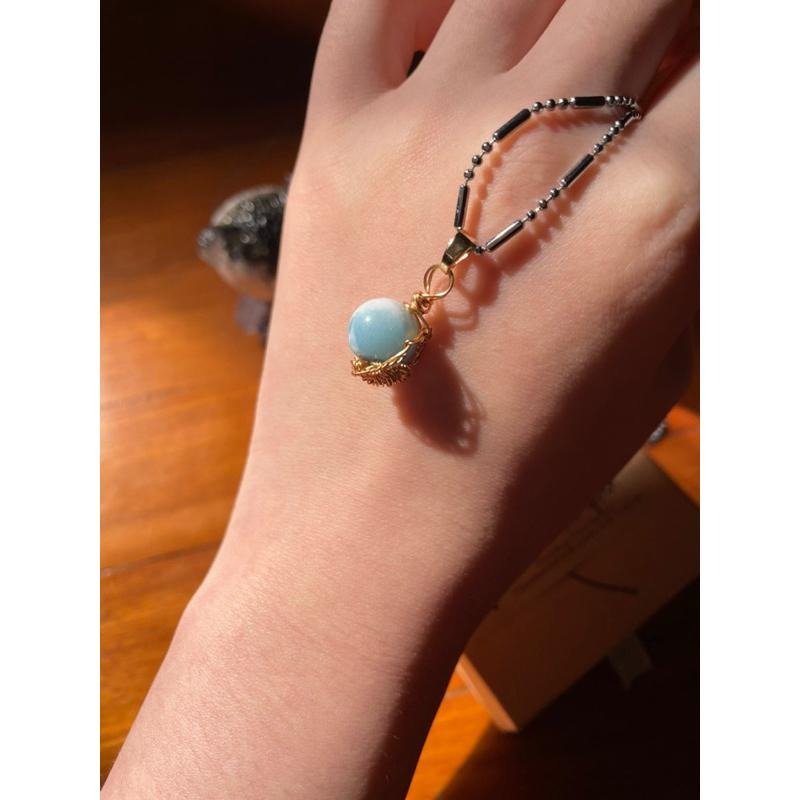 ♪拉力馬/海紋石♪- 《義賣區》天然10mm拉利馬藍海紋編織款—項鍊/墜子-細節圖7