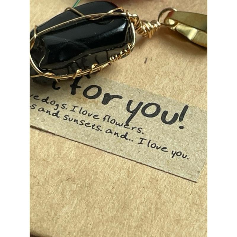 ♪黑曜石+銅線編織♪- 《義賣區》天然黑曜石保色銅線編織—項鏈/墜子/項鍊墜-細節圖2