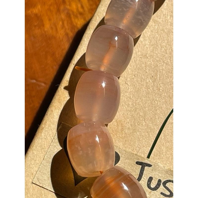 ♪橙橘瑪瑙/千層瑪瑙♪- 天然一桶金帶太陽橘瑪瑙桶珠—手鍊/手珠—漸層設計-細節圖2