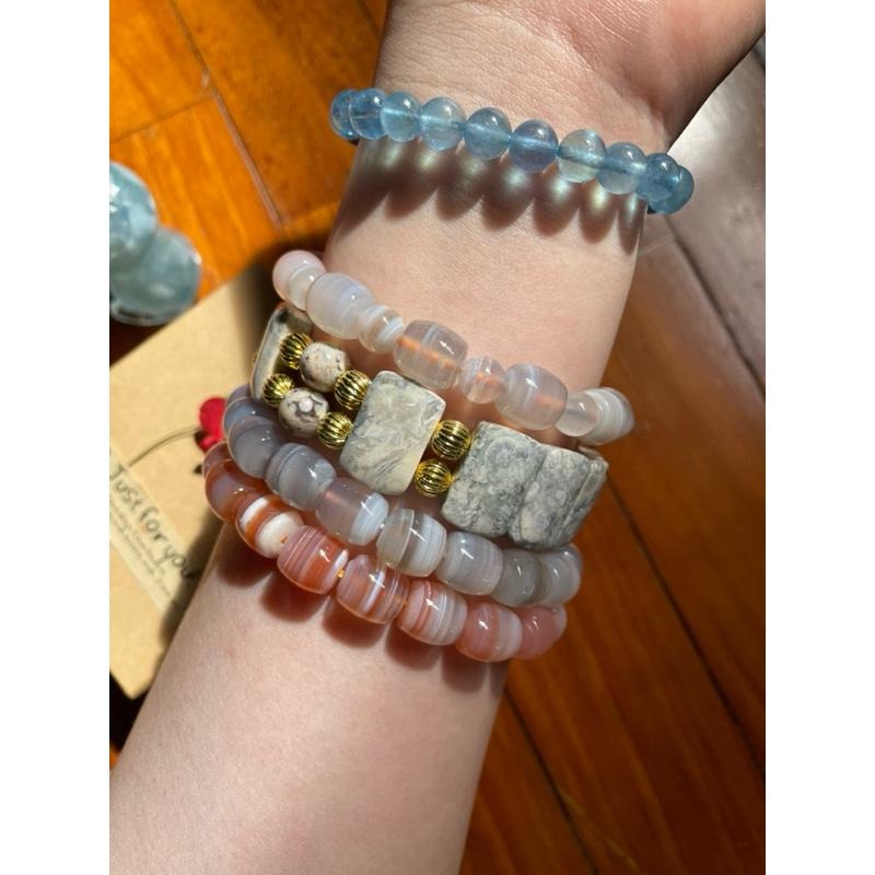 ♪橙橘瑪瑙/千層瑪瑙♪- 天然一桶金帶太陽橘瑪瑙桶珠—手鍊/手珠—漸層設計-細節圖7