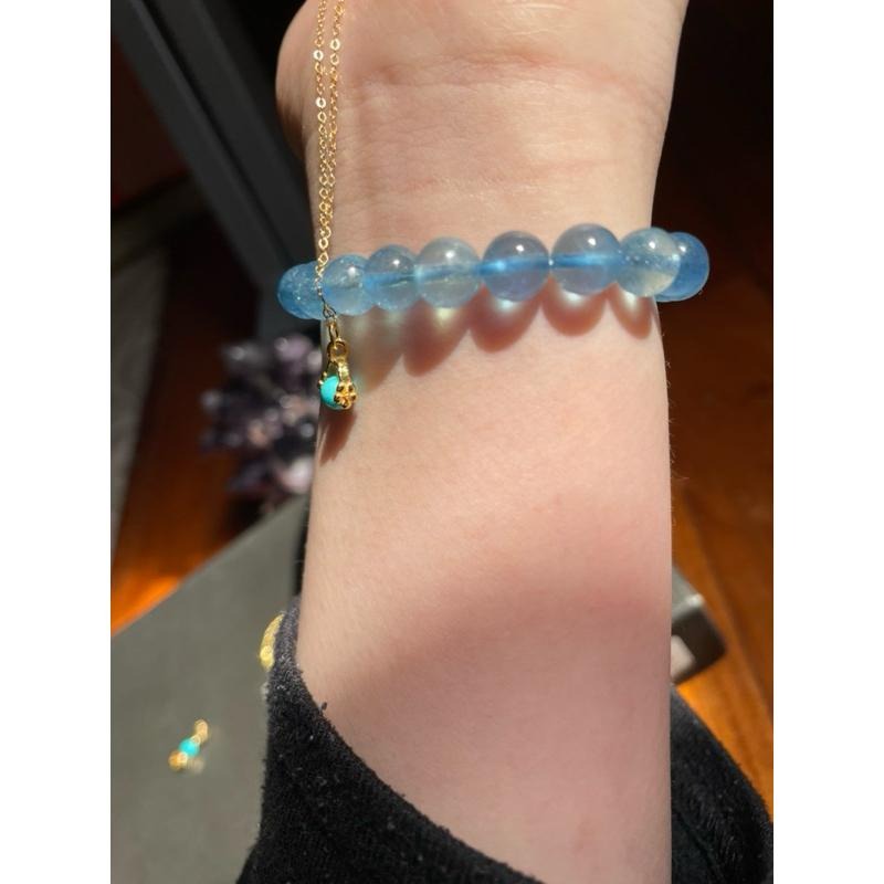 ♪美國藍松石+s925銀、18k包金♪- 天然無染藍松石鍍k金設計款套組—手鍊,項鍊,戒指,隨意扣-細節圖6