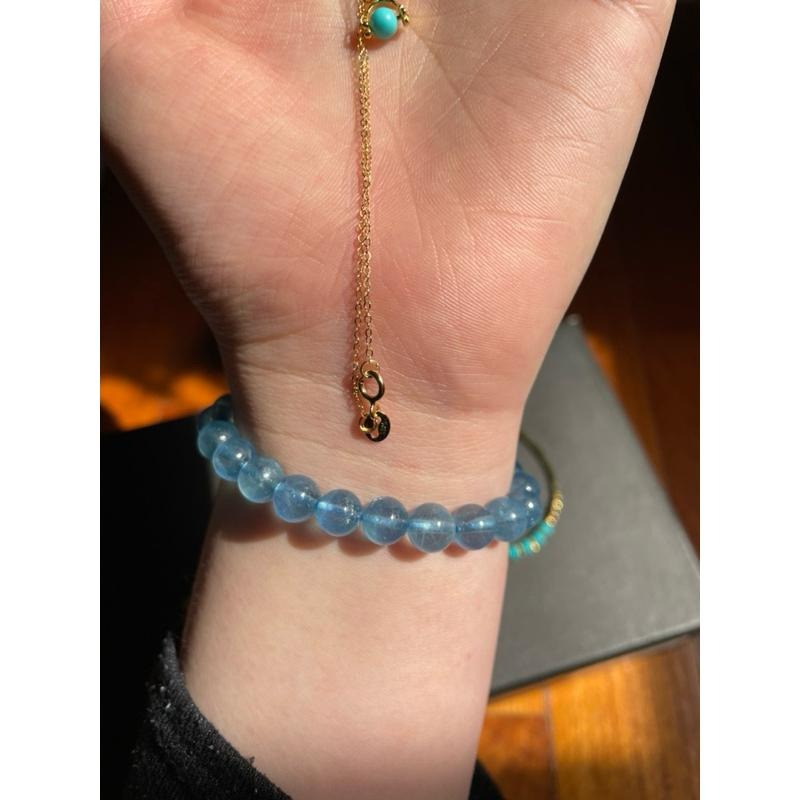 ♪美國藍松石+s925銀、18k包金♪- 天然無染藍松石鍍k金設計款套組—手鍊,項鍊,戒指,隨意扣-細節圖7