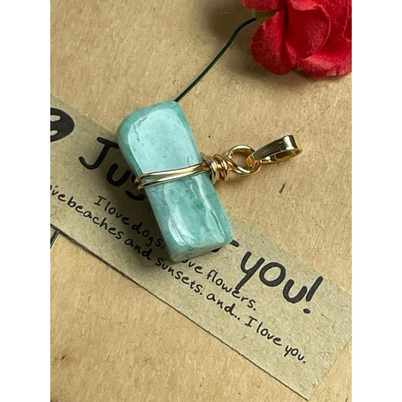 ♪天河石+銅線編織♪- 《義賣區》天然亞馬遜石保色銅線編織—項鏈/墜子/項鍊墜-細節圖2