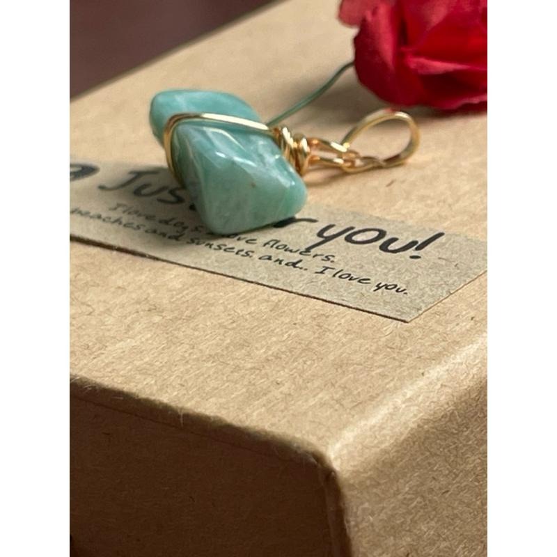 ♪天河石+銅線編織♪- 《義賣區》天然亞馬遜石保色銅線編織—項鏈/墜子/項鍊墜-細節圖3