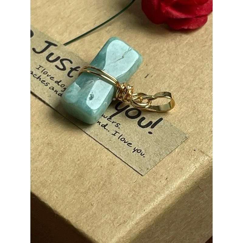 ♪天河石+銅線編織♪- 《義賣區》天然亞馬遜石保色銅線編織—項鏈/墜子/項鍊墜-細節圖4