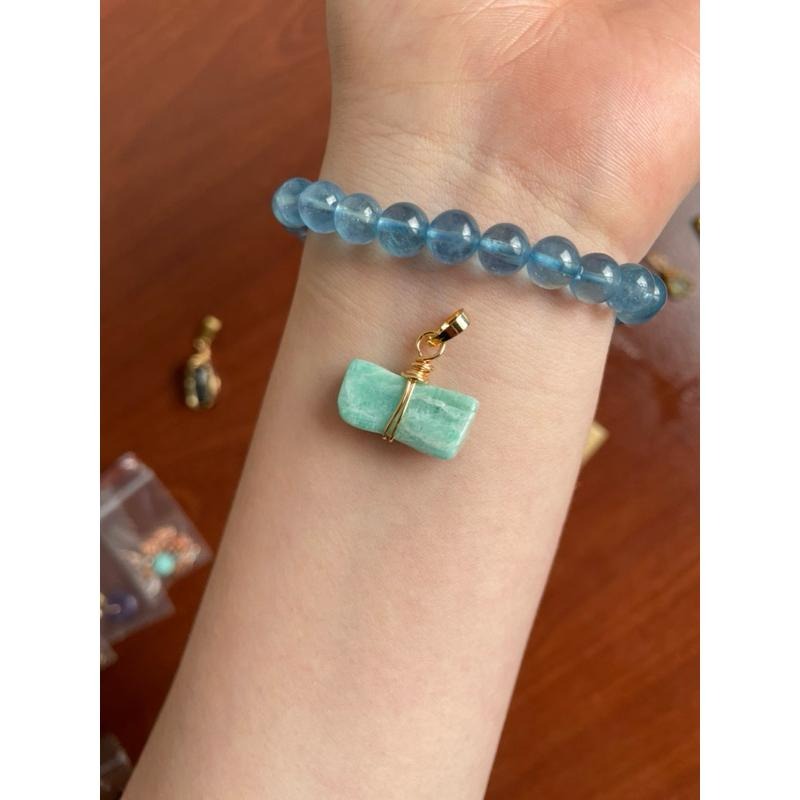 ♪天河石+銅線編織♪- 《義賣區》天然亞馬遜石保色銅線編織—項鏈/墜子/項鍊墜-細節圖5