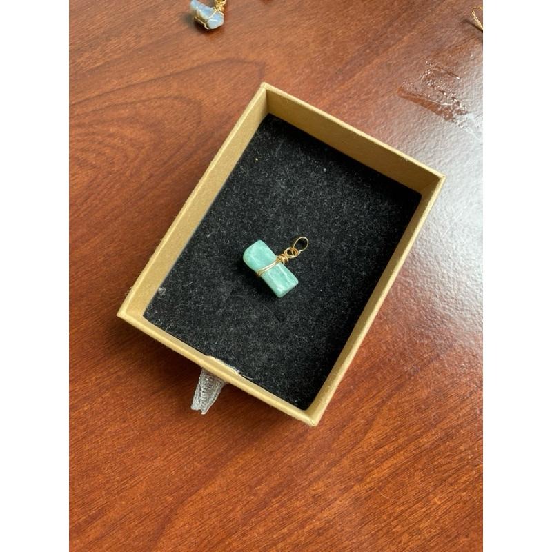 ♪天河石+銅線編織♪- 《義賣區》天然亞馬遜石保色銅線編織—項鏈/墜子/項鍊墜-細節圖6