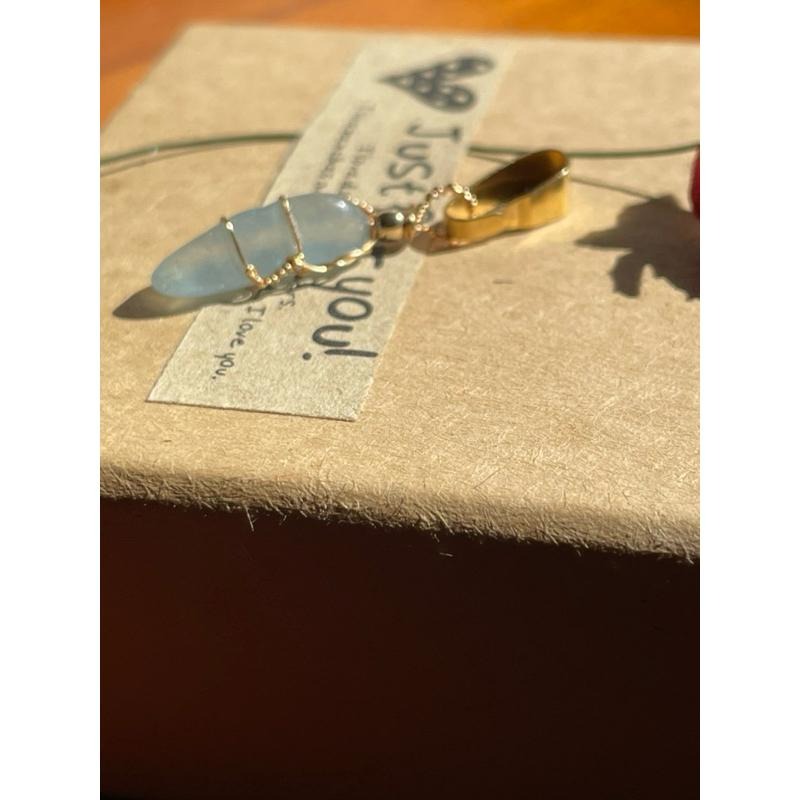 ♪海藍寶+銅線編織♪- 《義賣區》天然海水藍寶石保色銅線編織—項鏈/墜子/項鍊墜-細節圖4