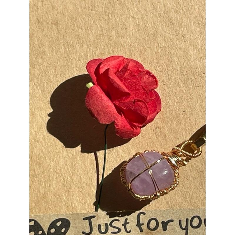 ♪紫鋰輝+銅線編織♪- 《義賣區》天然紫鋰輝方塊保色銅線編織—項鏈/墜子/項鍊墜-細節圖4