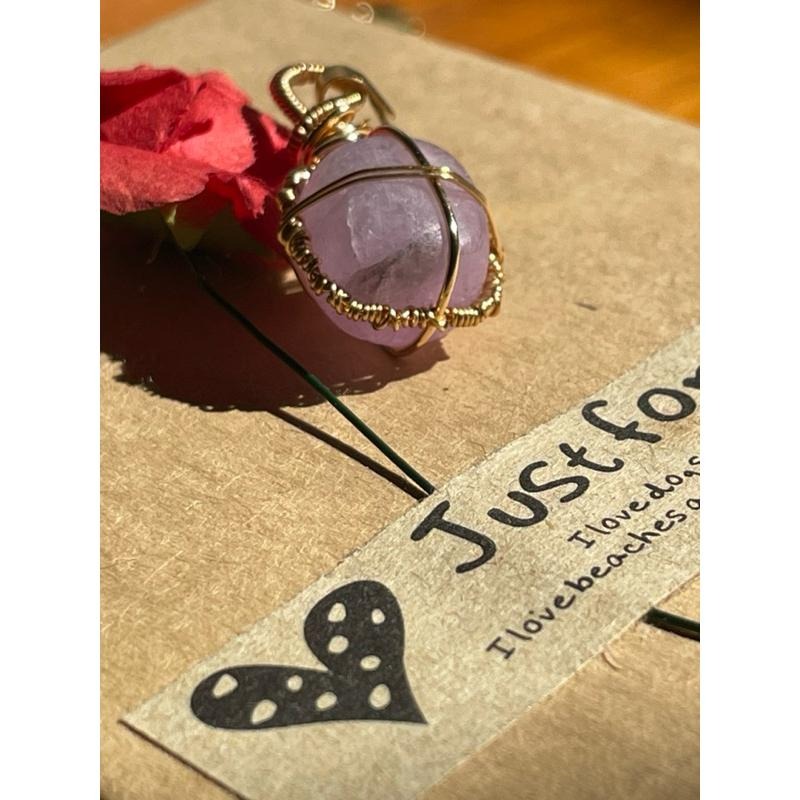 ♪紫鋰輝+銅線編織♪- 《義賣區》天然紫鋰輝方塊保色銅線編織—項鏈/墜子/項鍊墜-細節圖6