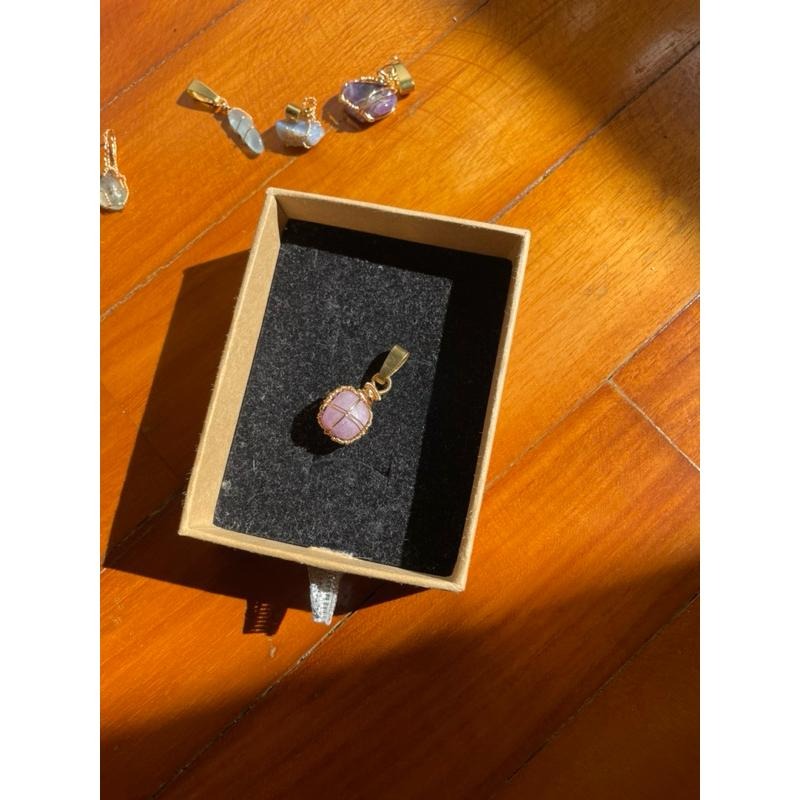 ♪紫鋰輝+銅線編織♪- 《義賣區》天然紫鋰輝方塊保色銅線編織—項鏈/墜子/項鍊墜-細節圖8