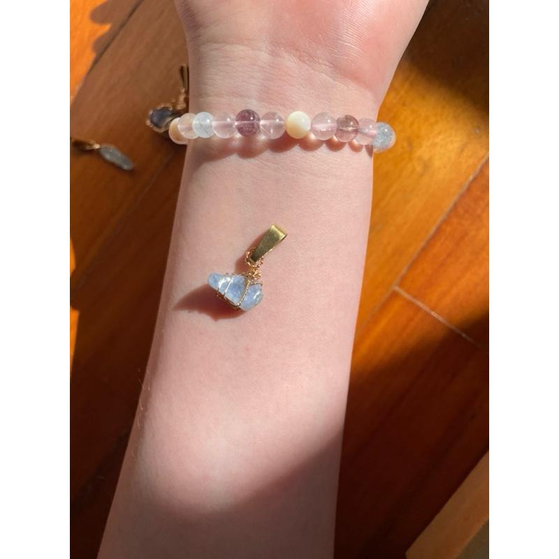 ♪藍蛋白+銅線編織♪- 《義賣區》天然歐珀保色銅線編織—項鏈/墜子/項鍊墜-細節圖5