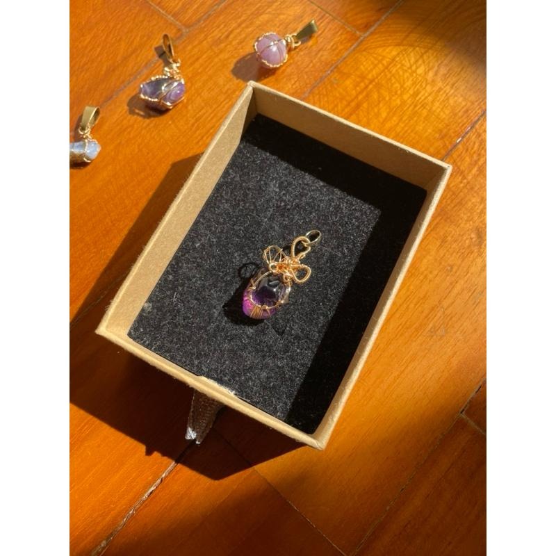 ♪紫水晶+銅線編織♪- 《義賣區》天然紫晶保色銅線編織—項鏈/墜子/項鍊墜-細節圖8