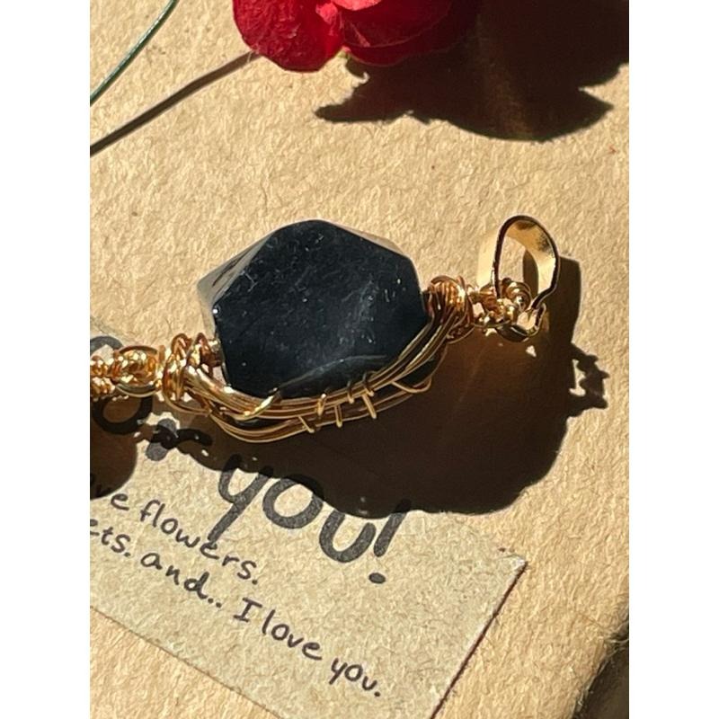 ♪藍髮晶+銅線編織♪- 《義賣區》天然藍髮晶保色銅線編織—項鏈/墜子/項鍊墜-細節圖2