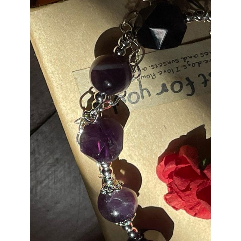 ♪紫水晶+虎牙紫極光♪- 天然紫水晶虎牙極光23設計款—手珠/手鍊-細節圖2