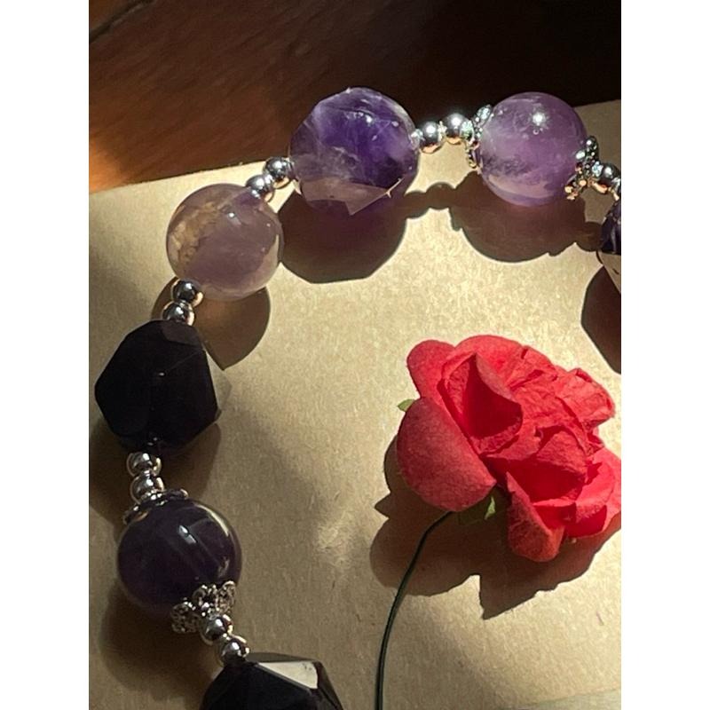 ♪紫水晶+虎牙紫極光♪- 天然紫水晶虎牙極光23設計款—手珠/手鍊-細節圖3