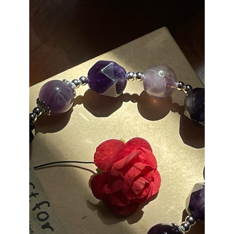 ♪紫水晶+虎牙紫極光♪- 天然紫水晶虎牙極光23設計款—手珠/手鍊-細節圖4