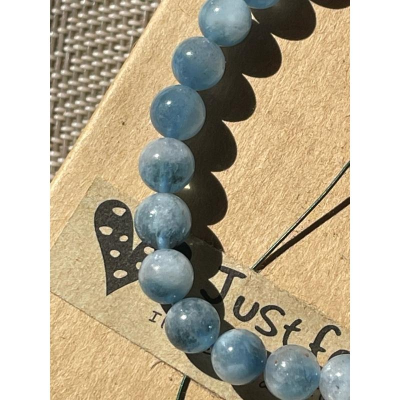 ♪盆料海藍寶♪- 天然6mm海水藍寶石—手珠/手鍊-細節圖2