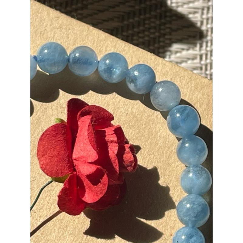 ♪盆料海藍寶♪- 天然6mm海水藍寶石—手珠/手鍊-細節圖4