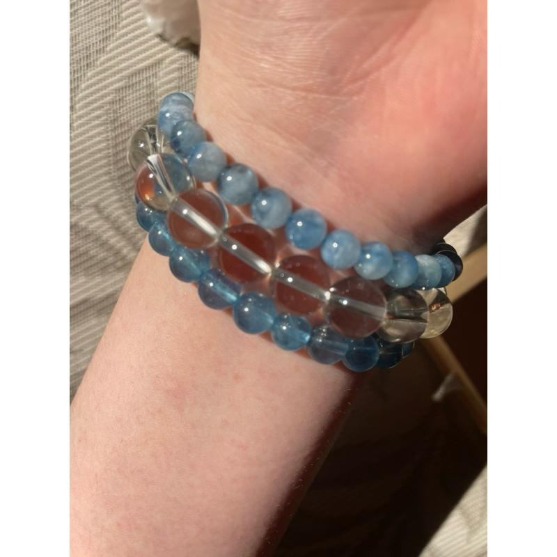 ♪盆料海藍寶♪- 天然6mm海水藍寶石—手珠/手鍊-細節圖6