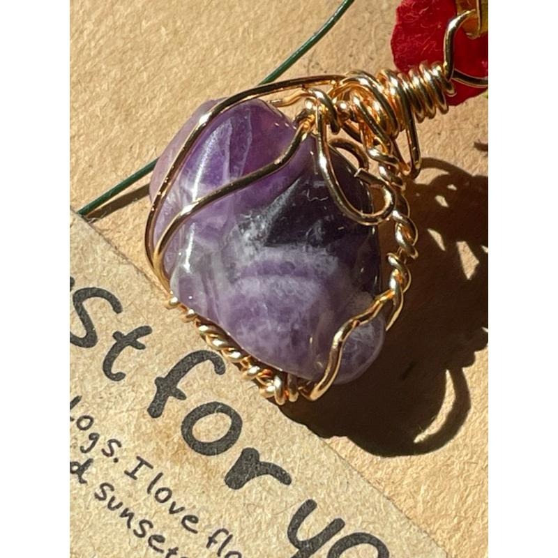 ♪紫水晶+銅線編織♪- 《義賣區》天然紫晶保色銅線編織—項鏈/墜子/項鍊墜-細節圖2