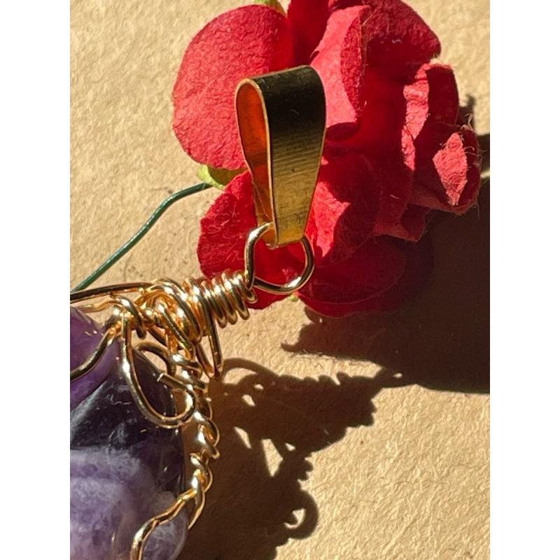 ♪紫水晶+銅線編織♪- 《義賣區》天然紫晶保色銅線編織—項鏈/墜子/項鍊墜-細節圖3