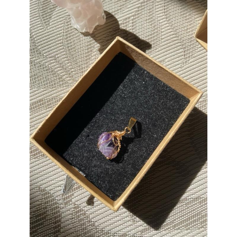 ♪紫水晶+銅線編織♪- 《義賣區》天然紫晶保色銅線編織—項鏈/墜子/項鍊墜-細節圖5