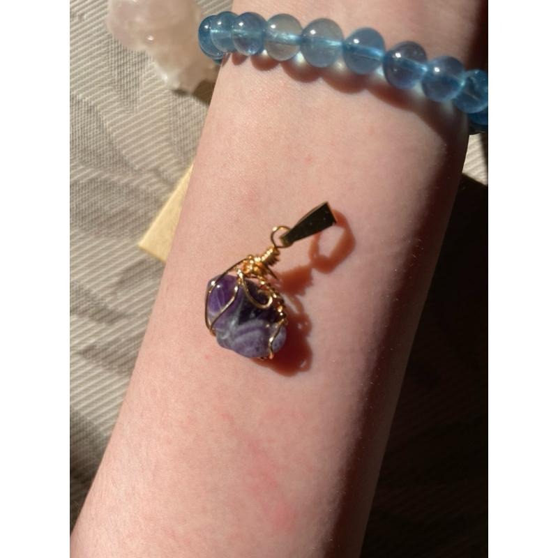 ♪紫水晶+銅線編織♪- 《義賣區》天然紫晶保色銅線編織—項鏈/墜子/項鍊墜-細節圖6