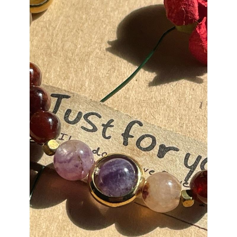 ♪幽靈芬達石/橙石榴石幽靈共生+極光螢石♪-天然晶系系列設計款—立方晶系/等軸晶系—手珠/手鍊-細節圖2