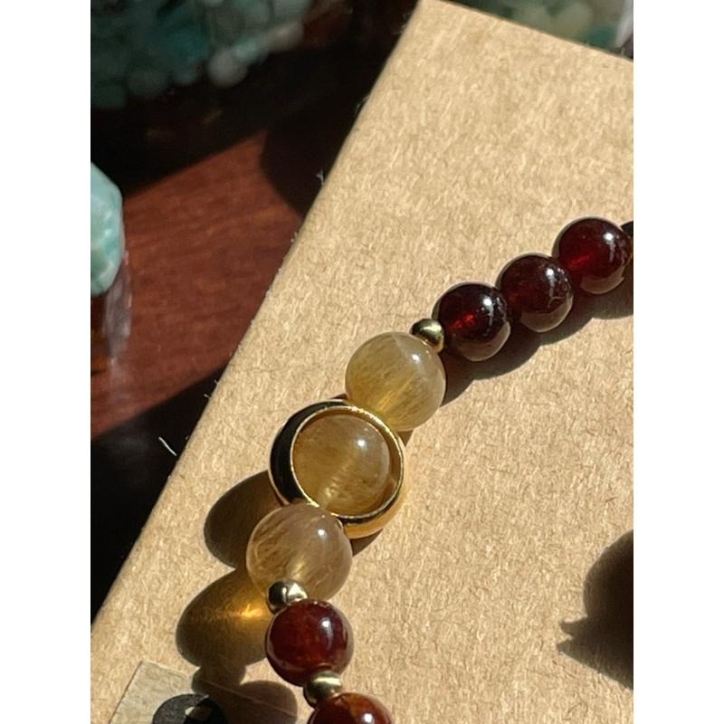 ♪幽靈芬達石/橙石榴石幽靈共生+極光螢石♪-天然晶系系列設計款—立方晶系/等軸晶系—手珠/手鍊-細節圖3