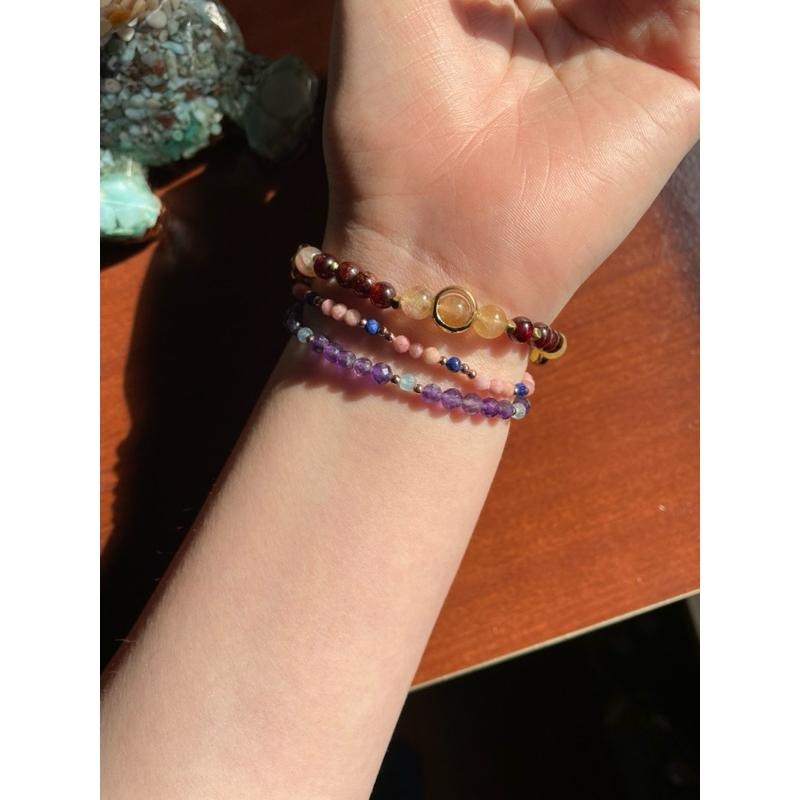 ♪幽靈芬達石/橙石榴石幽靈共生+極光螢石♪-天然晶系系列設計款—立方晶系/等軸晶系—手珠/手鍊-細節圖7