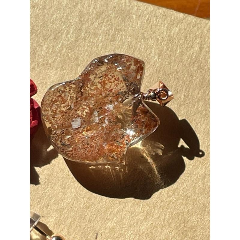 ♪紅幽靈+大頭萌狐狸+s925純銀♪- 天然幽靈水晶狐狸/狐仙套組—項鍊、耳針-細節圖3