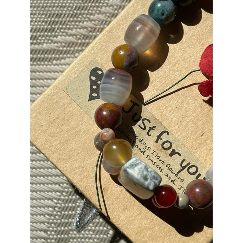 ♪ 瘋狂瑪瑙+紅瑪瑙+阿拉善+千層瑪瑙桶珠 ♪- 天然瑪瑙—手珠/手鍊《NG》-細節圖5