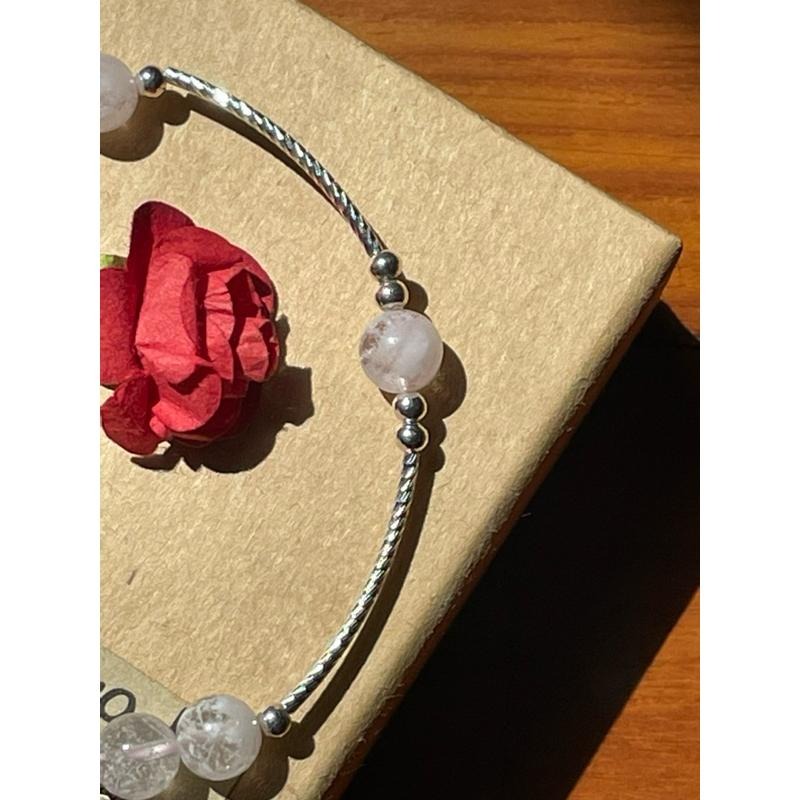 ♪雪花幽靈/粉幽靈/白幽靈+大頭萌狐狸♪- 天然雪花幽靈狐仙設計款套組-手珠/手鍊、耳針/耳環-細節圖6