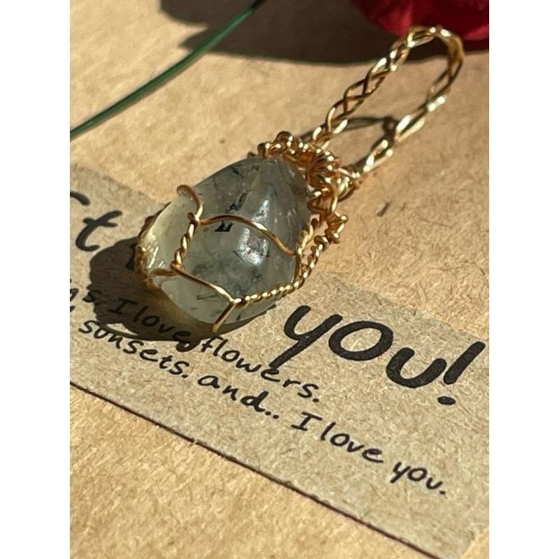 ♪葡萄石+銅線編織♪- 《義賣區》天然葡萄石保色銅線編織—項鏈/墜子/項鍊墜-細節圖2