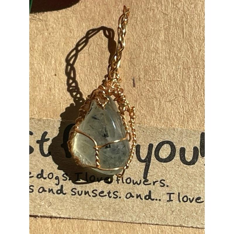 ♪葡萄石+銅線編織♪- 《義賣區》天然葡萄石保色銅線編織—項鏈/墜子/項鍊墜-細節圖4