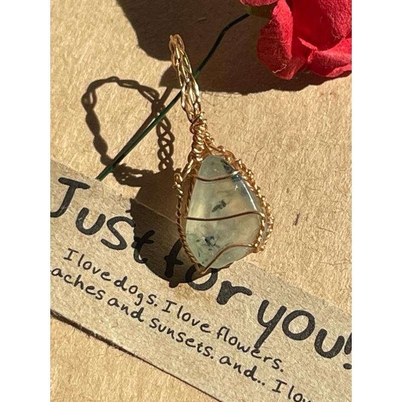 ♪葡萄石+銅線編織♪- 《義賣區》天然葡萄石保色銅線編織—項鏈/墜子/項鍊墜-細節圖5