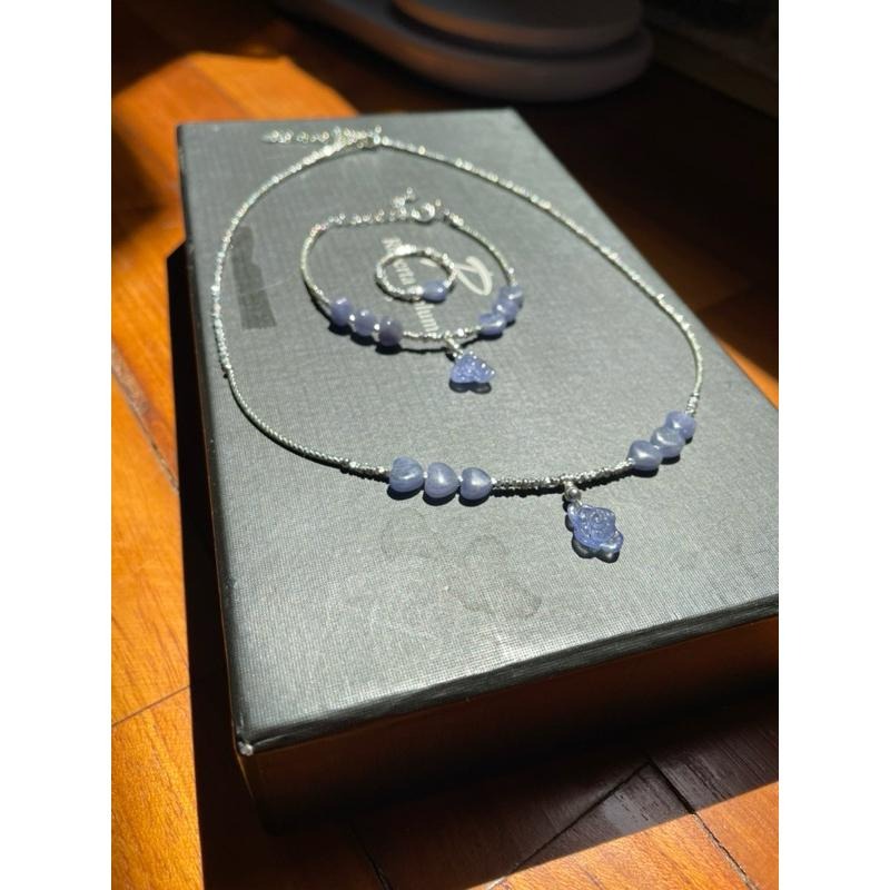 ♪坦桑石/丹泉石+s925銀♪- 天然坦桑石愛心純銀設計款套組—手鍊,項鍊,戒指-細節圖2