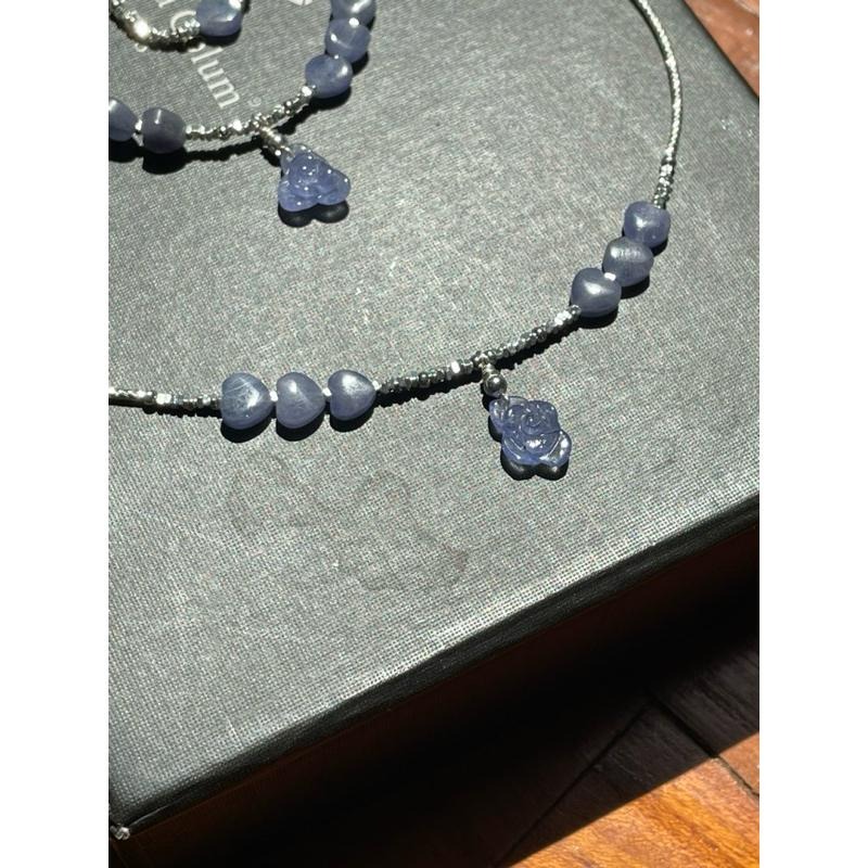 ♪坦桑石/丹泉石+s925銀♪- 天然坦桑石愛心純銀設計款套組—手鍊,項鍊,戒指-細節圖3