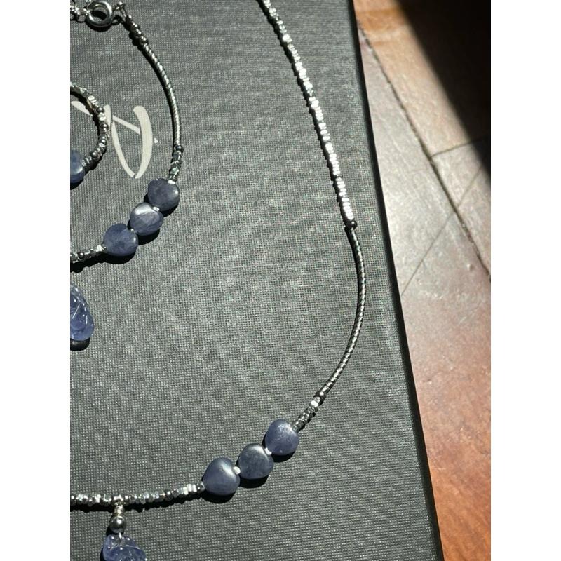 ♪坦桑石/丹泉石+s925銀♪- 天然坦桑石愛心純銀設計款套組—手鍊,項鍊,戒指-細節圖4