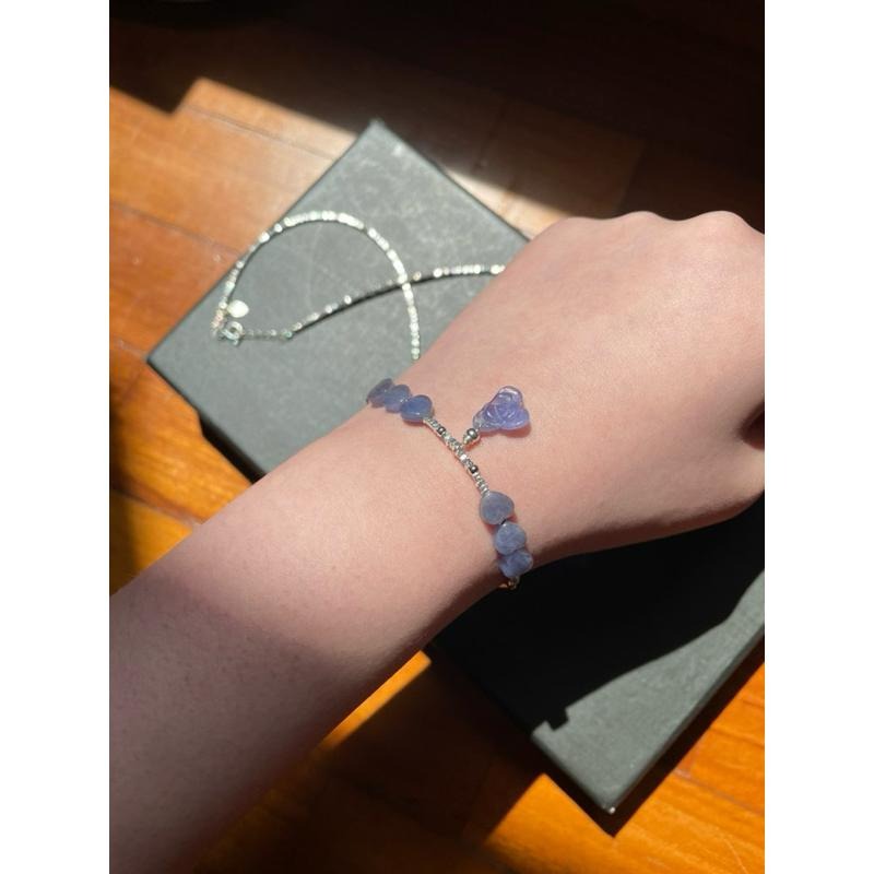 ♪坦桑石/丹泉石+s925銀♪- 天然坦桑石愛心純銀設計款套組—手鍊,項鍊,戒指-細節圖7