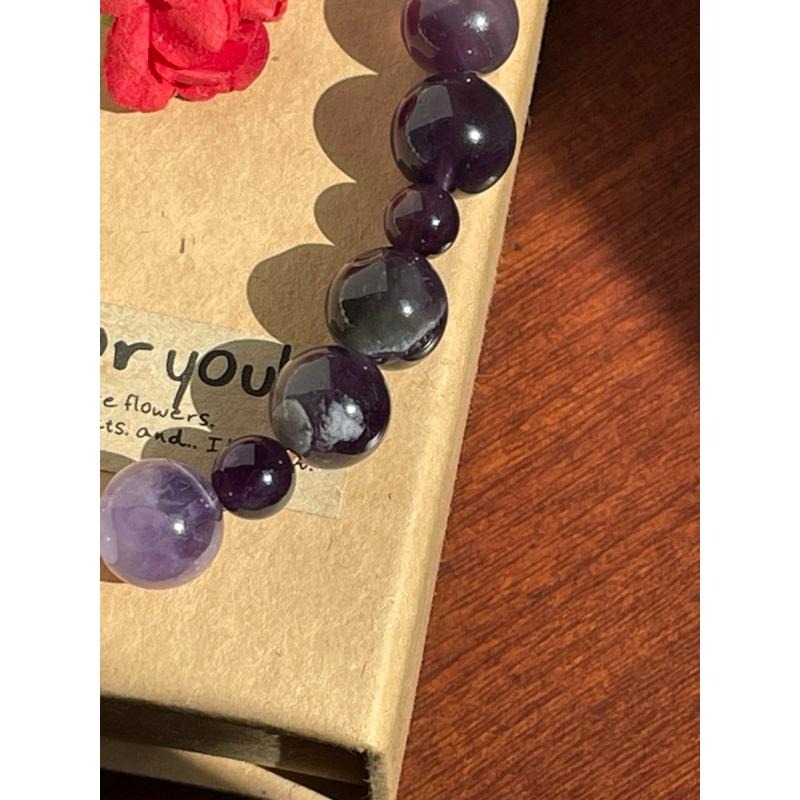 ♪ 紫水晶+硨磲貝♪- 天然水晶貝殼—手珠/手鍊《NG》-細節圖5