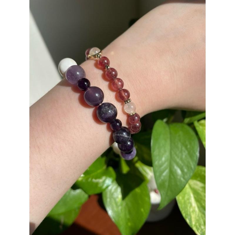 ♪ 紫水晶+硨磲貝♪- 天然水晶貝殼—手珠/手鍊《NG》-細節圖6