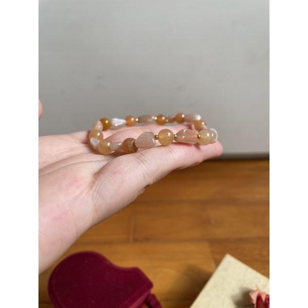 ♪橙月光/太陽石+紅東菱玉♪- 天然無優無染原礦太陽石東菱玉-本我輪設計款B款—手珠/手鍊—漸層設計-細節圖3