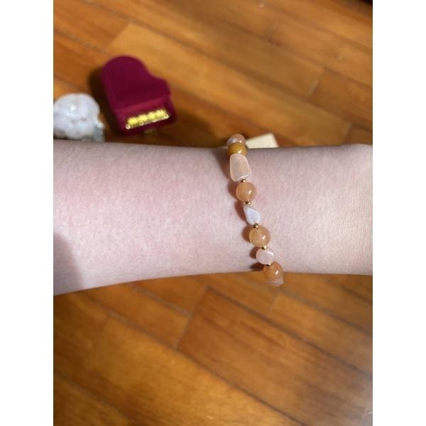 ♪橙月光/太陽石+紅東菱玉♪- 天然無優無染原礦太陽石東菱玉-本我輪設計款B款—手珠/手鍊—漸層設計-細節圖4